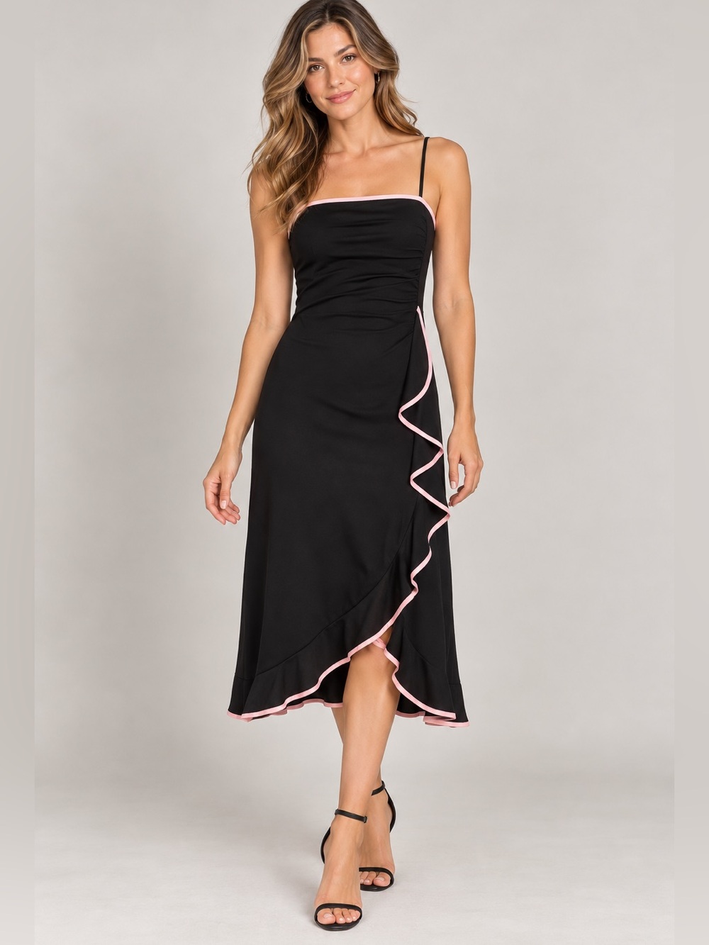 Taboo sz M Y2K black whimsigoth dress with pink trim